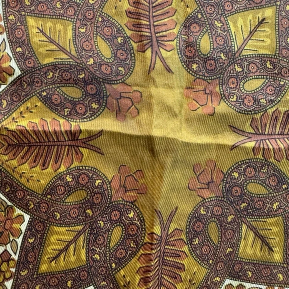 Liberty of London Vintage Silk Scarf Brown Paisley Floral Made in England